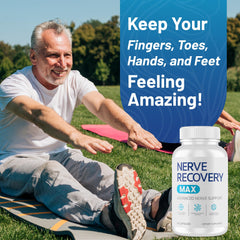 Two capsules of Nerve Recovery Max with glass of water
