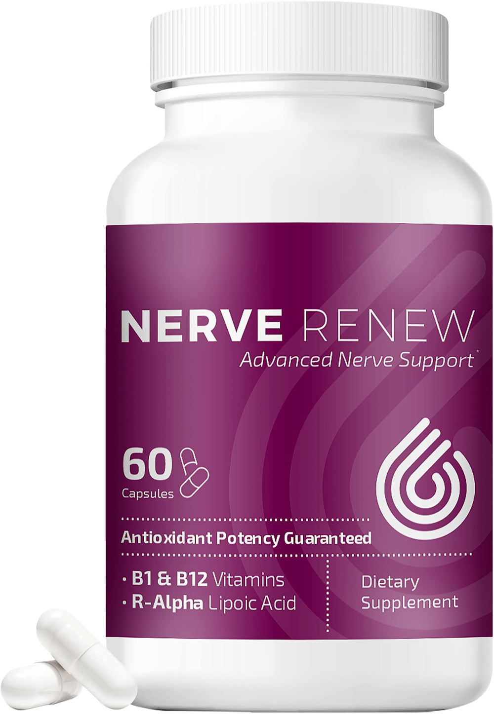 NERVE RENEW Advanced Nerve Support bottle with capsules for daily nourishment.