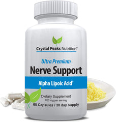 Bottle of Nerve Support Supplement with 650mg Alpha Lipoic Acid