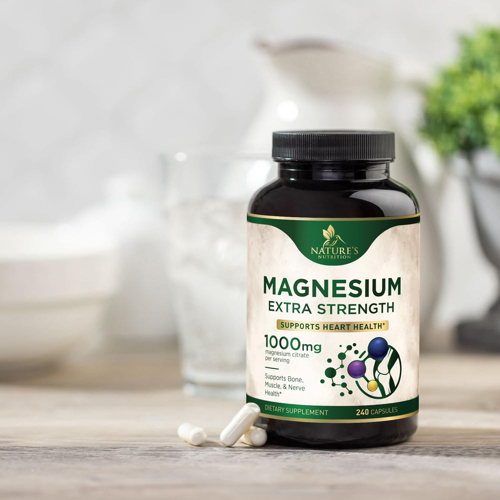 Nerves and muscle support magnesium capsules close-up