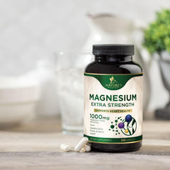 Nerves and muscle support magnesium capsules close-up