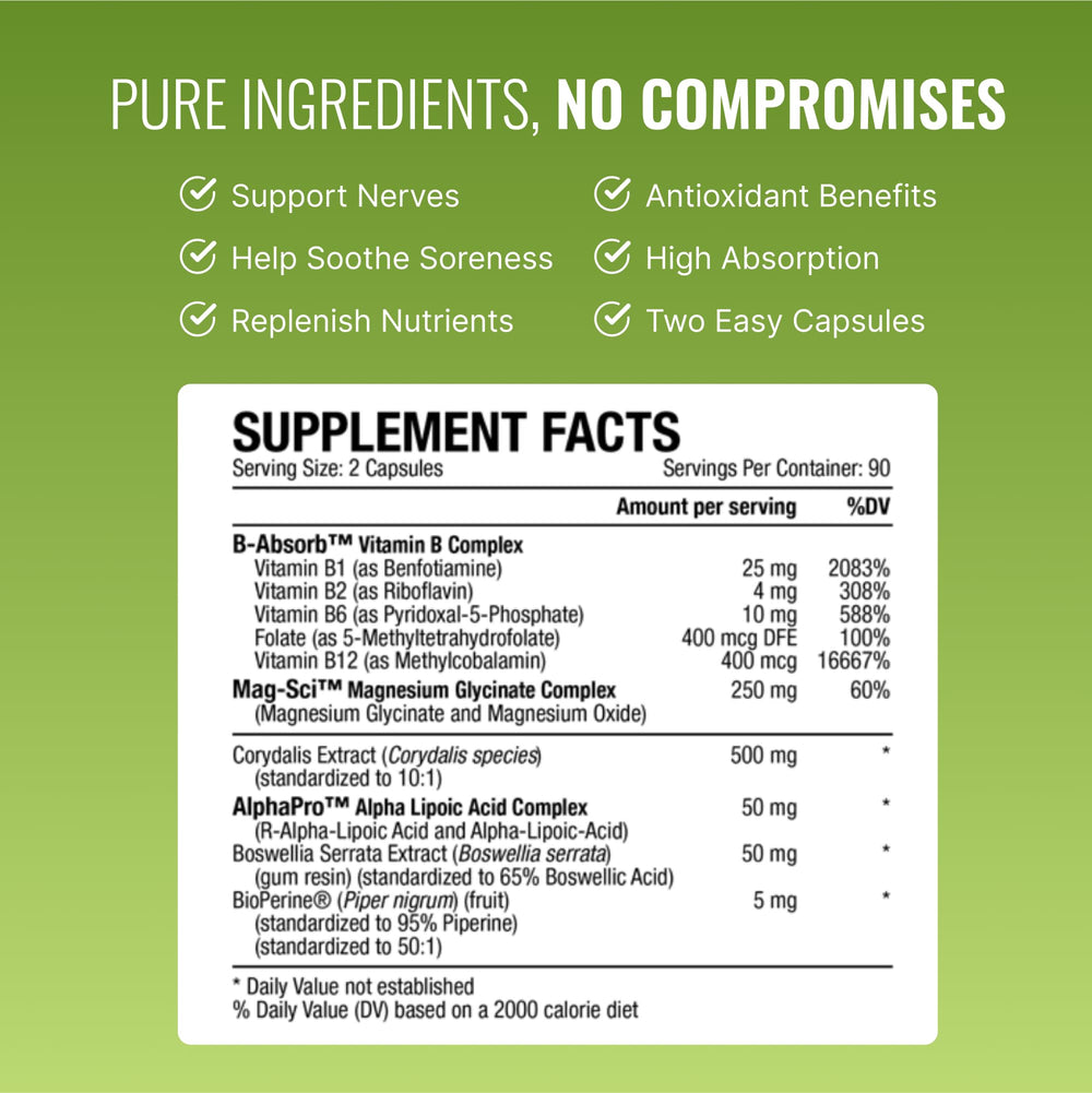 Close-up of Nervprin bottle
