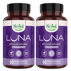 Nested Naturals Luna Sleep Aid bottle front shows a calm, restful night.