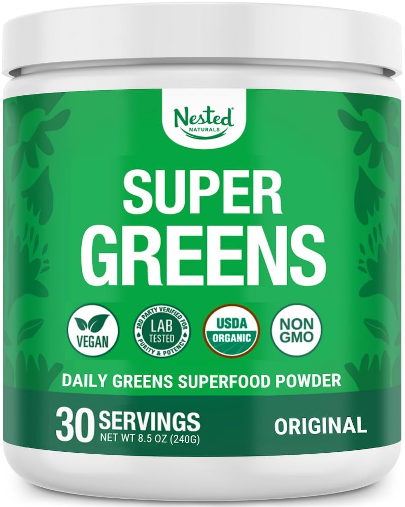 Nested Naturals Super Greens Original Flavor bottle – front view