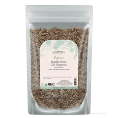 Organic nettle root dried, cut & sifted in a 4 oz pouch