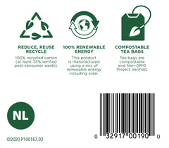 Ingredients list and organic label on nettle leaf tea packaging