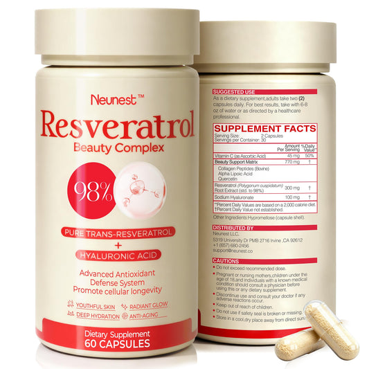 NEUNEST 98% Trans-Resveratrol bottle with label