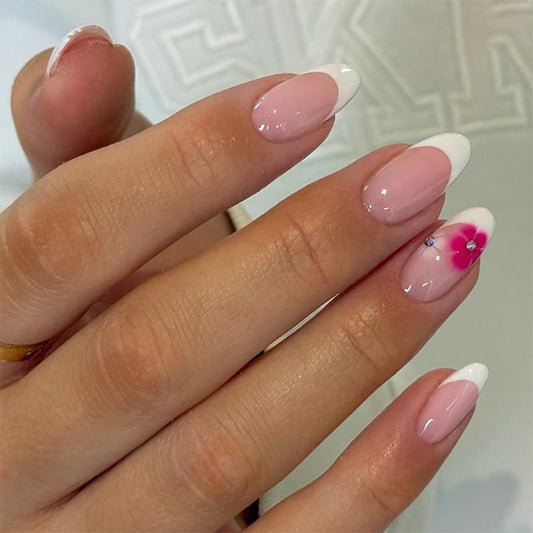 NEUQL press-on nails almond-painted-flowers kit for quick salon-like results at home.
