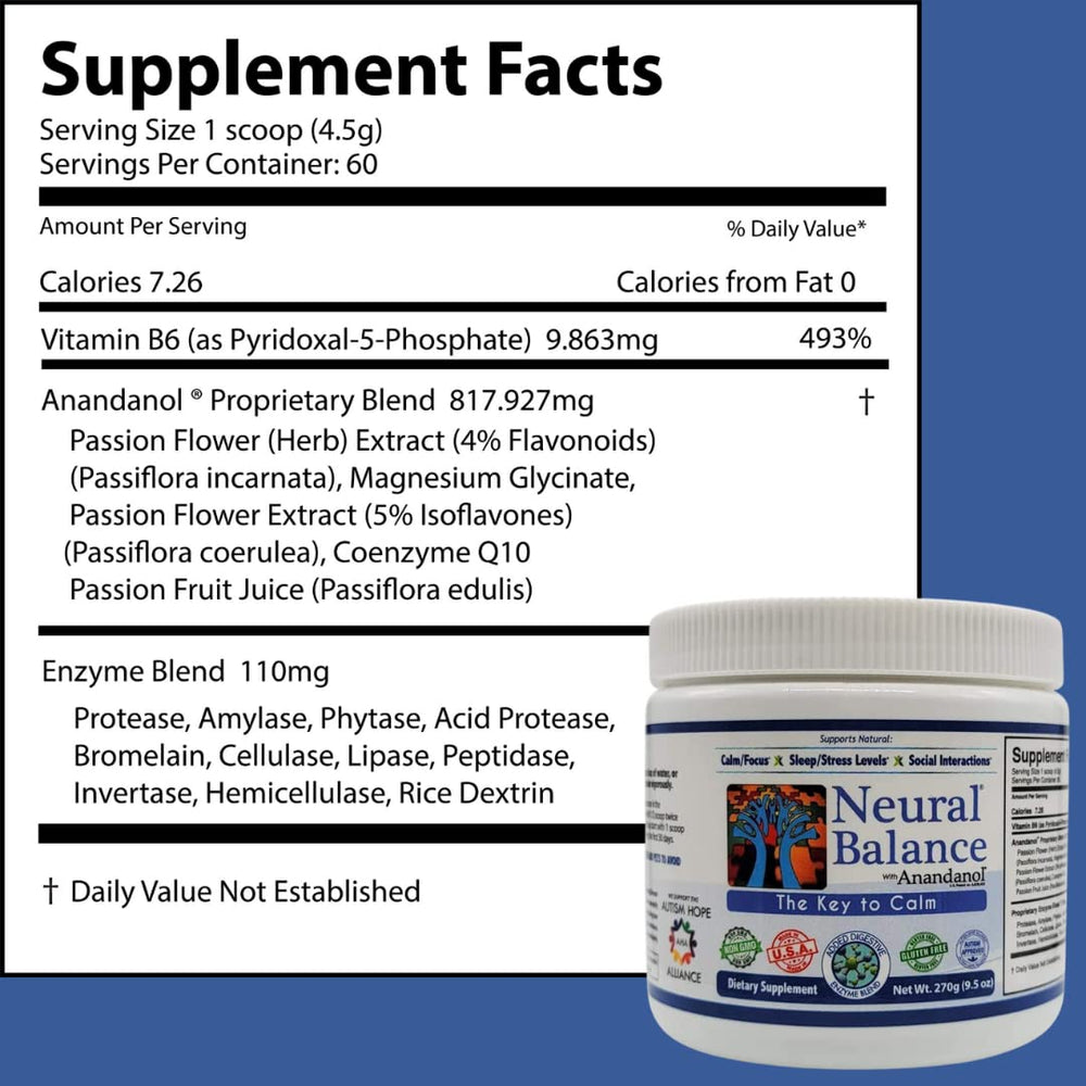 Close-up of Neural Balance Anandanol container with scoop