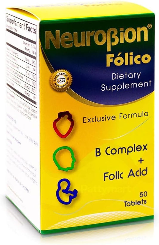 Bottle of Neurobion Folico 50 Tablets with label visible
