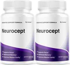 Two Neurocept brain supplement bottles in a 2-pack, front view