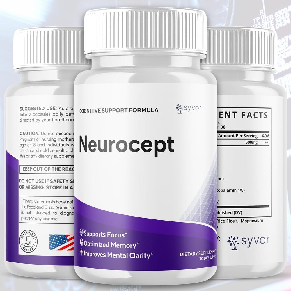 Front view of Neurocept Capsules bottle