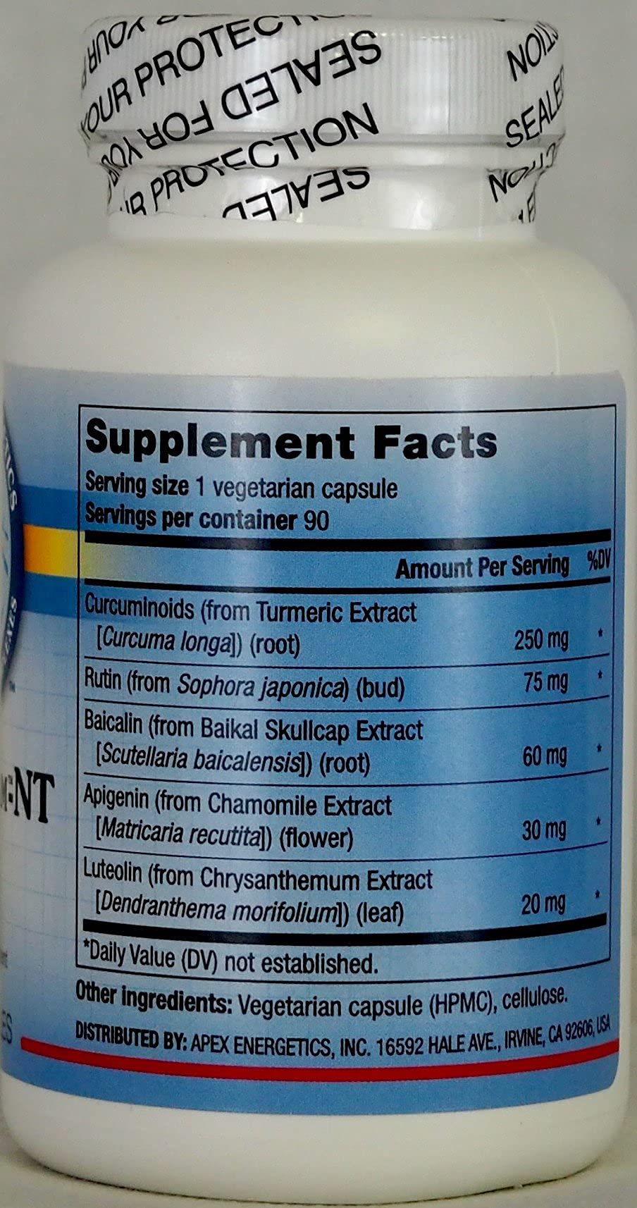 Front view of NeuroFlam (K-46) 90 capsules packaging by Apex Energetics