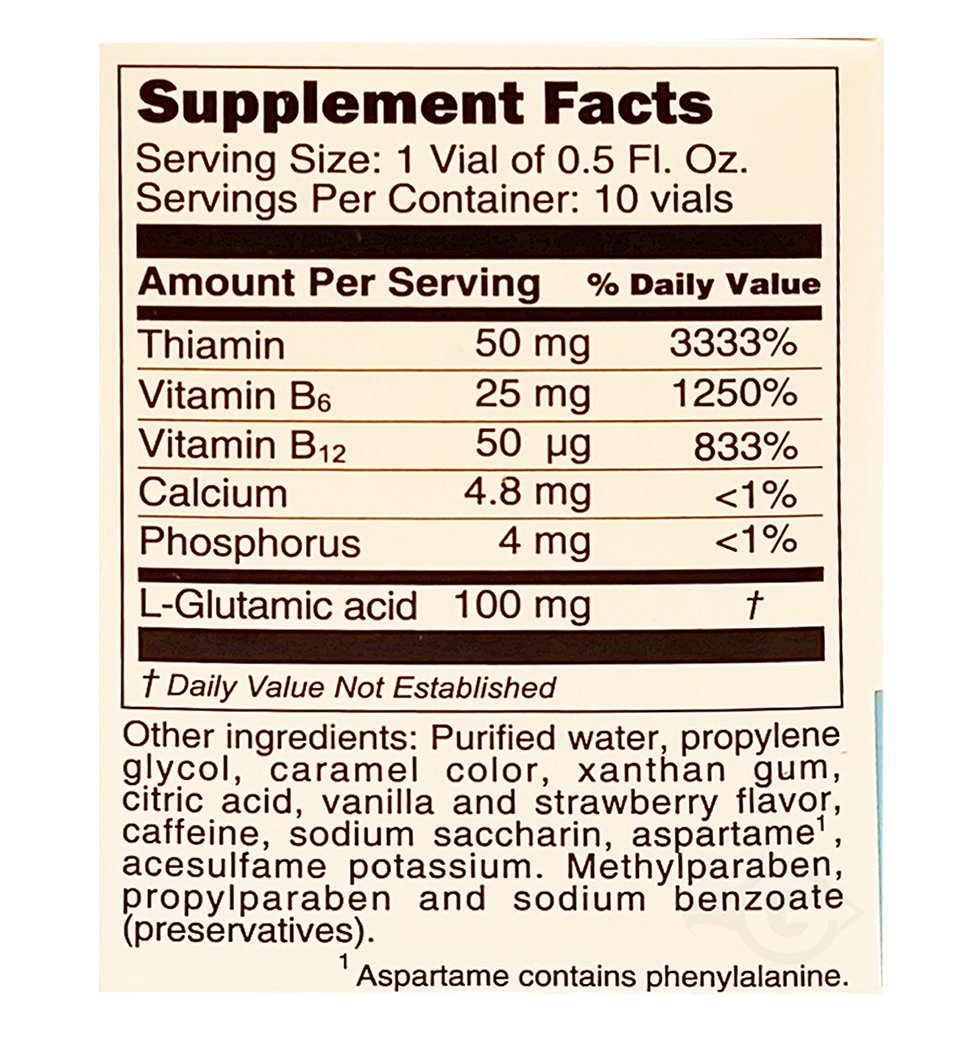 Graphic showing Neurofosfaton ingredients and vitamins