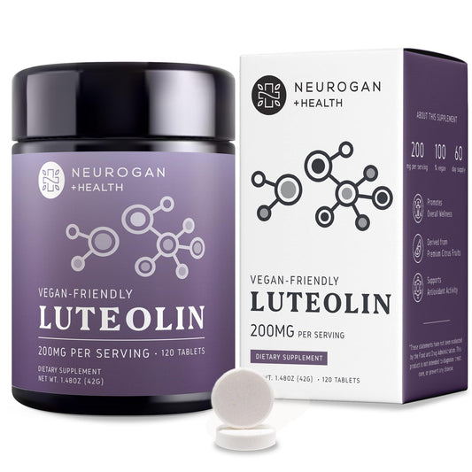 Front view of Neurogan Luteolin Tablets bottle 200 mg 120 count