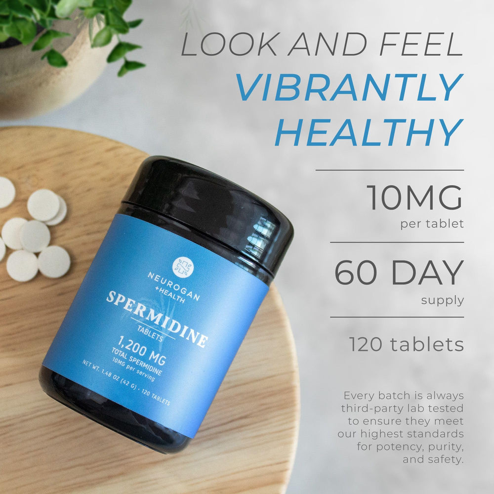 Close-up of 99% purity claim on Neurogan Spermidine label