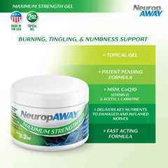NeuropAWAY Maximum Strength Gel applied on forearm for soothing comfort.