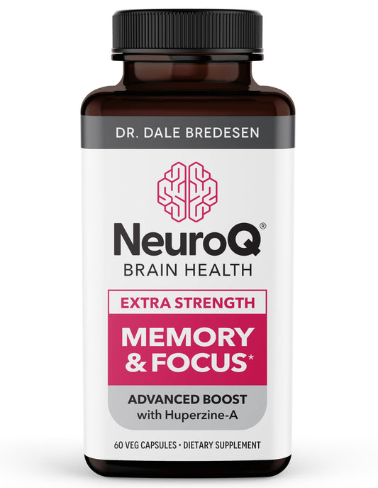 Bottle of NeuroQ Memory & Focus Extra Strength capsules