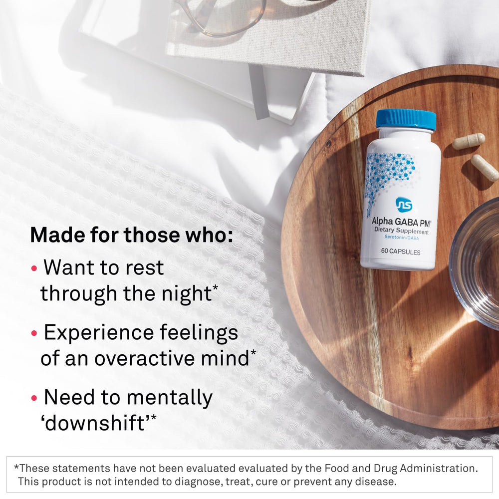 Back label of NeuroScience GABA PM bottle showing supplement facts