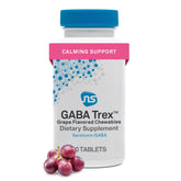 Front label of NeuroScience GABA Trex L-Theanine grape-flavored chewable tablets (60 count).
