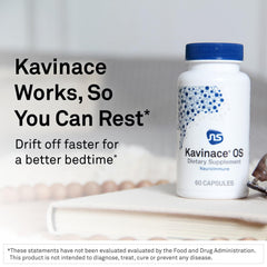NeuroScience Kavinace OS capsules closeup highlights quick-acting sleep aid