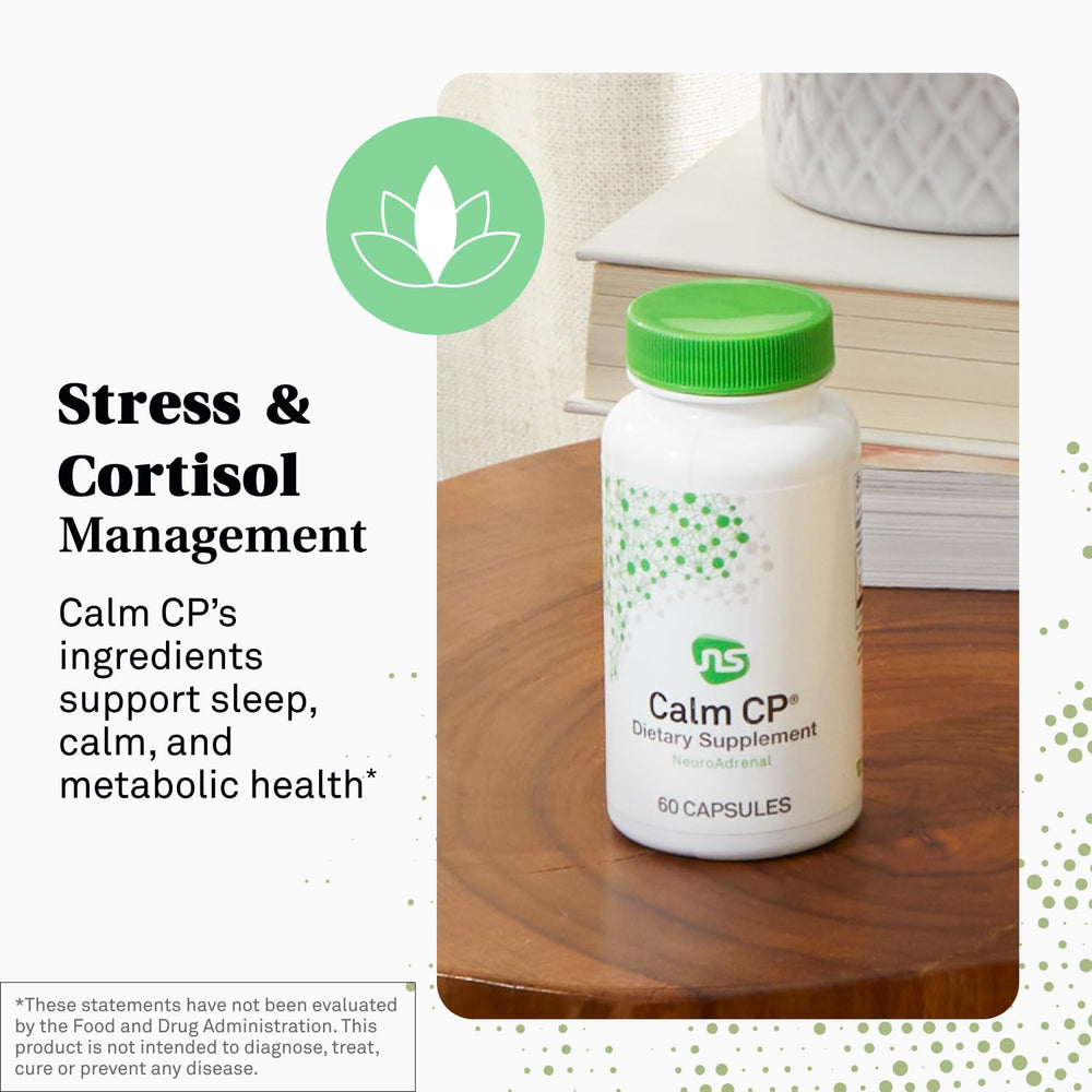 NeuroScience Neuro Adrenal Support capsules closeup highlights calm, sleep-ready formula.