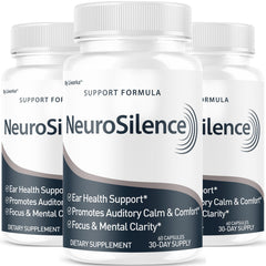 Front view of NeuroSilence 3-pack packaging