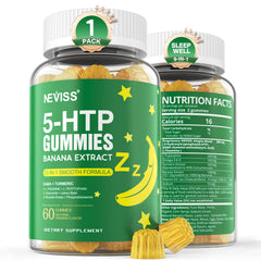 NEVISS 1Pack 5-HTP Gummies GABA Melatonin-Free Banana Flavor
