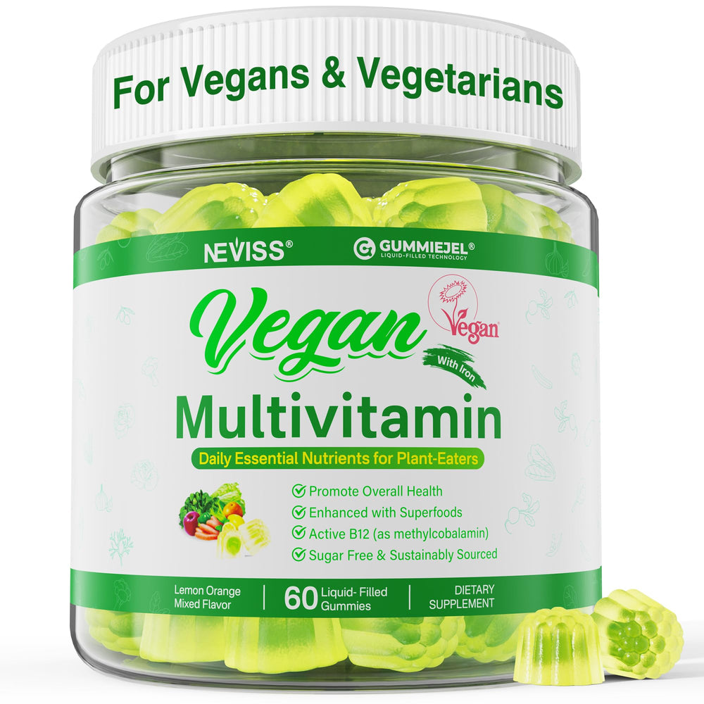 NEVISS vegan multivitamin bottle with 60 gummies