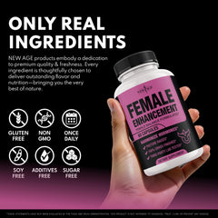 Serving size guidance card and container for New Age Female Enhancement