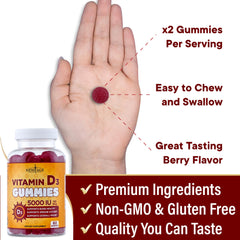 Gluten-free and dairy-free Vitamin D3 gummies