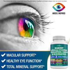 Bilberry extract with lutein and zeaxanthin eye vitamins