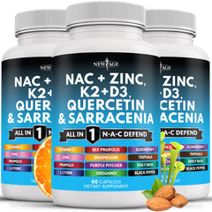 NEW AGE NAC supplement bottle with capsules for daily wellness support.