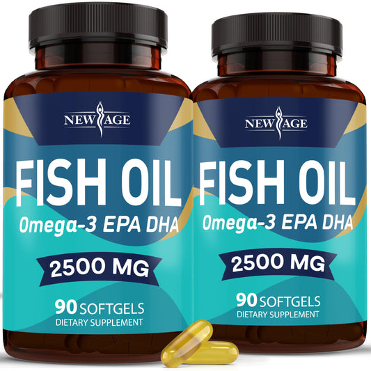 NEW AGE Omega 3 Fish Oil bottle and Pack of 2