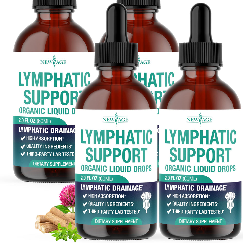 NEW AGE Organic Lymphatic Drainage Drops bottle pour supporting lymphatic health and daily wellness