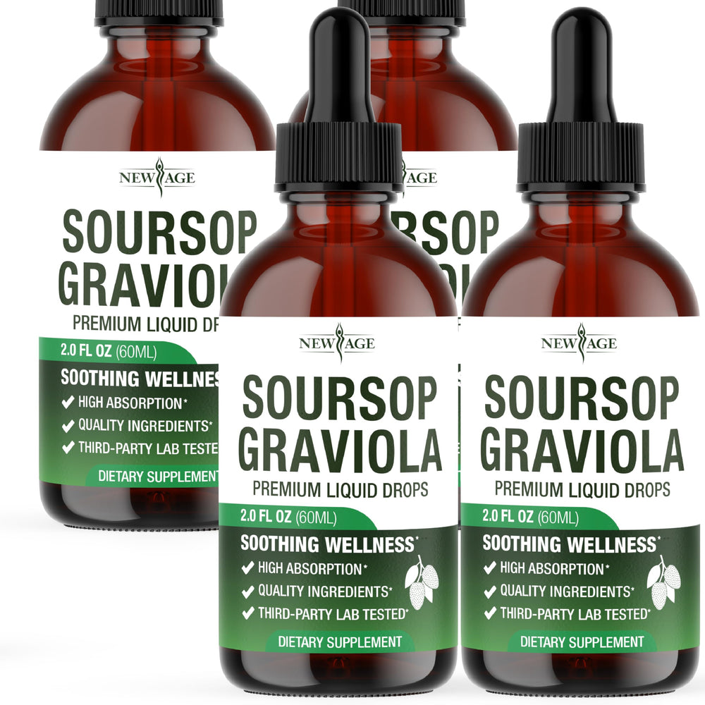 New Age Soursop Drops bottle on white background
