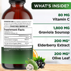 NEW AGE Soursop Drops label showing ingredients and 2 oz bottle