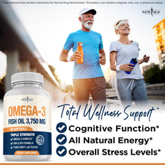 NEW AGE Omega 3 molecular distillation label indicating purification process