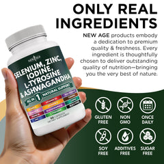 New Age trusted ingredients label on supplement bottle