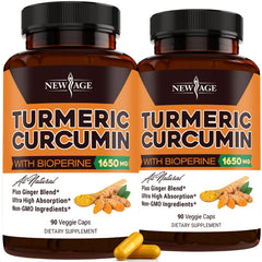 New Age Turmeric Curcumin Capsules bottle – front view