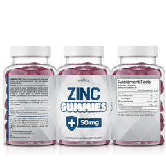 NEW AGE Zinc Gummies bottle beside a glass to suggest daily routine.