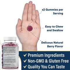 Serving size and dosage on the zinc gummies label