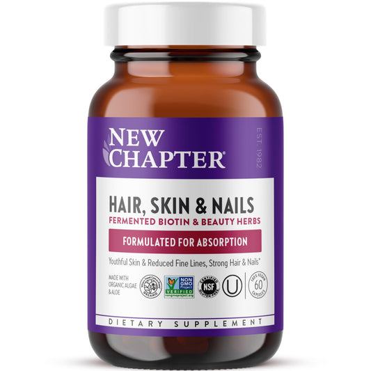 Bottle of New Chapter Biotin supplement for hair skin and nails