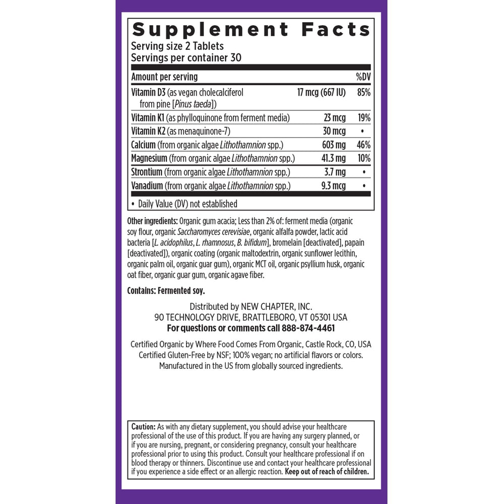 Close-up of label highlighting calcium and Vitamin D3