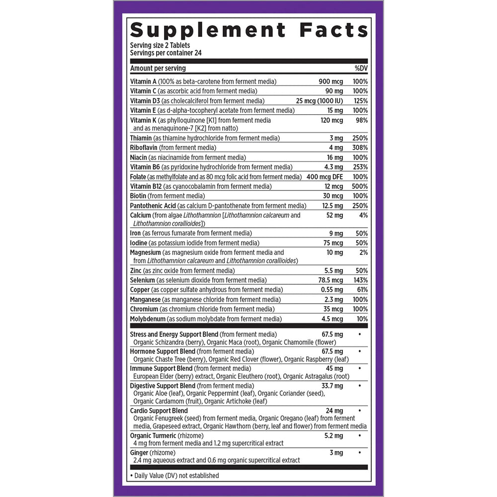 Label highlighting Iron, Vitamin D3 and B vitamins