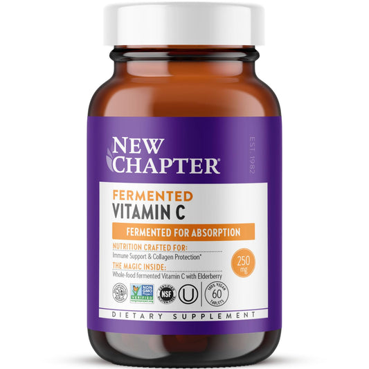 New Chapter Fermented Vitamin C + Elderberry 60-count bottle on shelf
