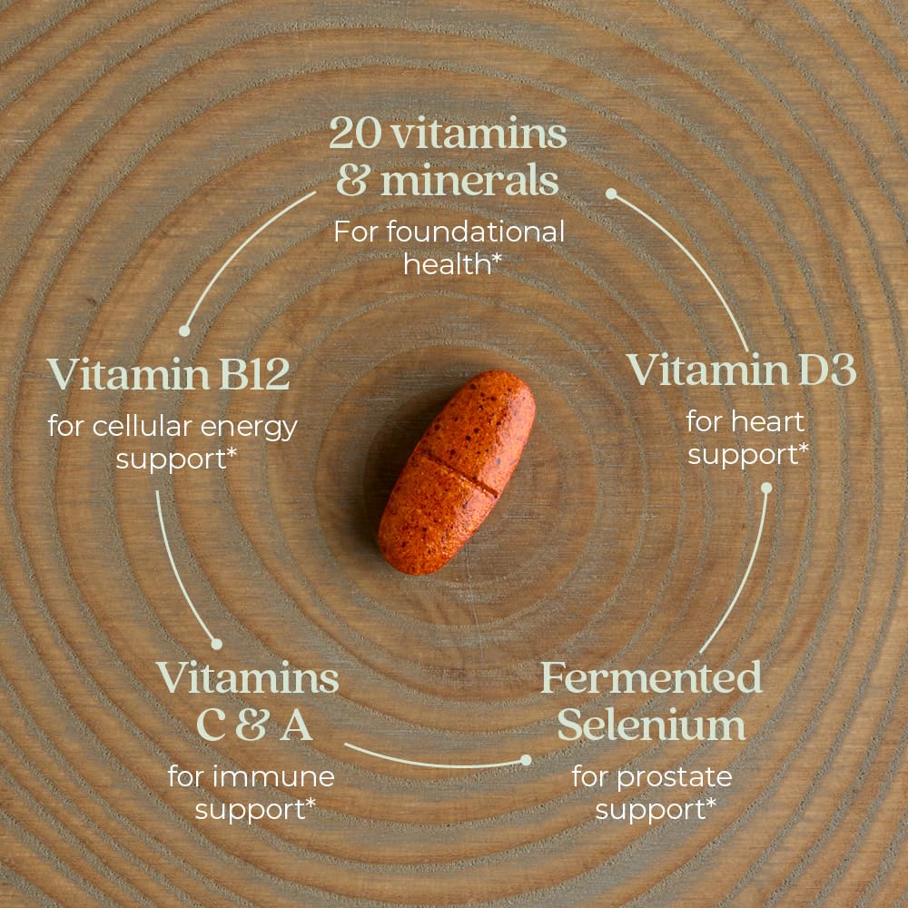 New Chapter Men's Multivitamin 55+ tablets arranged for daily nutrition