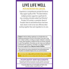 New Chapter Prostate 5LX gluten-free NSF certification label on bottle.