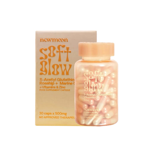 New Moon by Dear Face Soft Glow capsules bottle with label