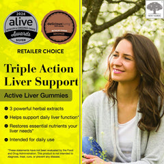 New Nordic Active Liver Gummies bottle side view highlights vegan, sugar-free formula.